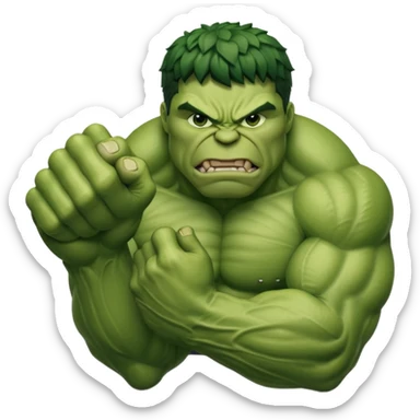 big muscular green cool hulks fist with 5 fingers sticker