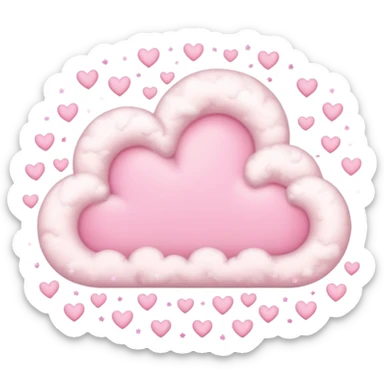Cloud around pastel pink hearts, with sparkles sticker