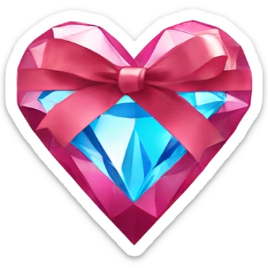 Dimond heart with ribbon sticker