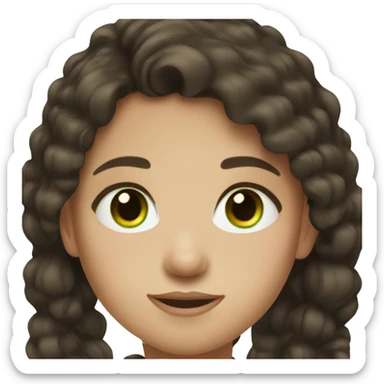 Girl with dark brown hair and green eyes sticker