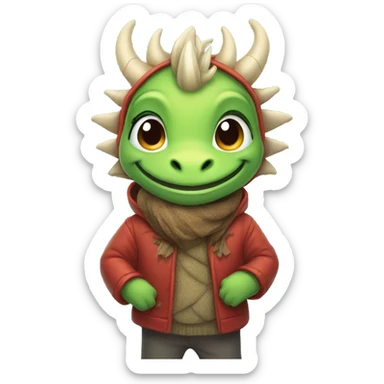 Happy dragon. Wearing winter clothes.  sticker