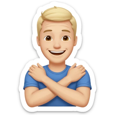 Arms crossed holding neck laughing guy sticker