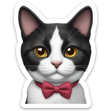 Tuxedo cat in tie sticker