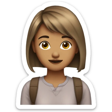 a malaysian-indian teenage girl with short hair and light brown highlings and bangs sticker