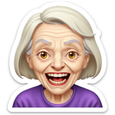 mad ugly old laughing evil woman sticker