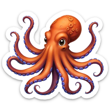 Octopus with different colored tentacles sticker