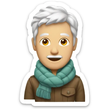 white man with a warm jacket and scarf sticker