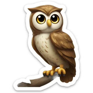 A woodsy owl that is with beautiful eyes and perched on a branch sticker