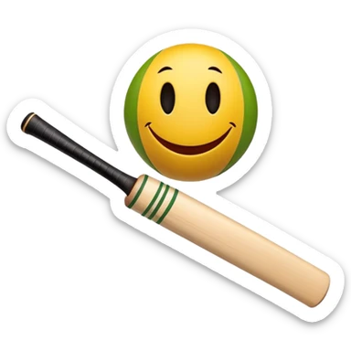 cricket bal smiley with bat sticker