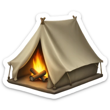 Camp tent with fireplace sticker