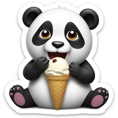 Panda eating ice cream sticker