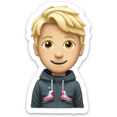 Blonde boy wearing inline skates sticker