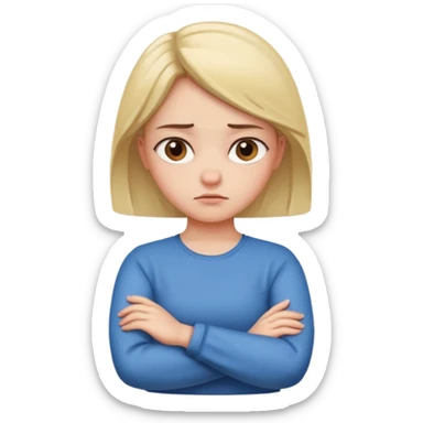 Generate a girl chocking herself cross arms looking annoyed  sticker