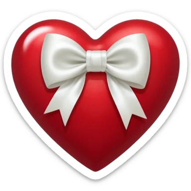 dark red heart with white bow sticker