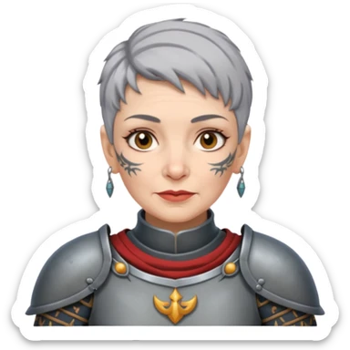 Elderly Tattooed Knights female, with short hair sticker