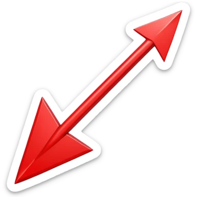 A simple, bold red downward arrow with clean edges, solid fill, and a modern emoji-like style. The arrow points straight down, with a thick shaft and a wide triangular tip. sticker