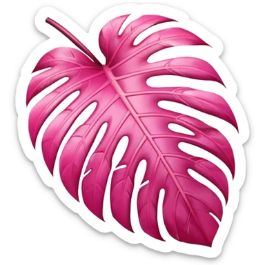 pink monstera leaf sticker