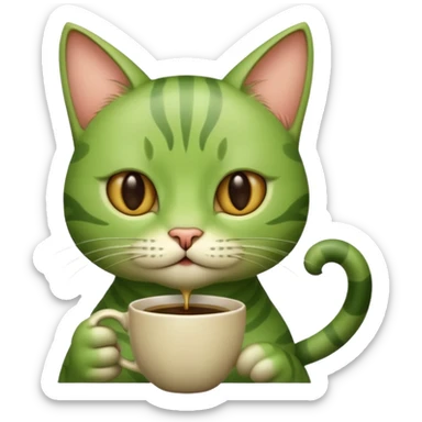 green cat with coffee sticker