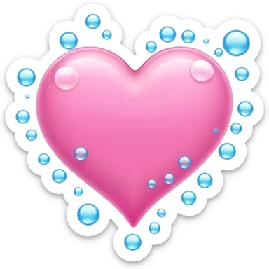 Pink heart with bubbles around it sticker