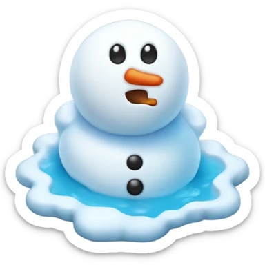 Cute snowman melting sticker