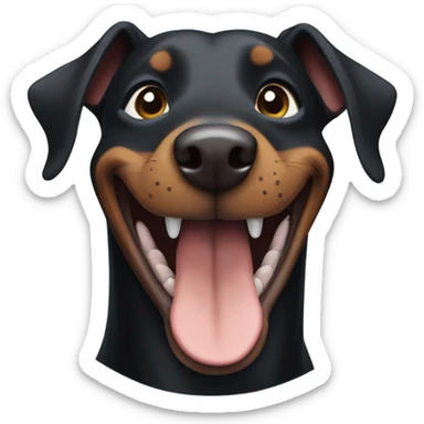 Black Doberman dog with a smile sticker