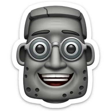 Un moai tranquilo con unos lentes y una sonrisa  sticker