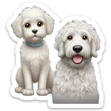 White grey cat and a black labradoodle sticker