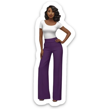Realistic isolated pair of high waist long wide leg dressy casual pants in purple sticker