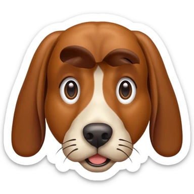 Excited brown hound dog sticker