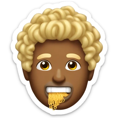 Body builder with ramen noodle hair sticker