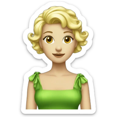 fée blonde en robe verte sticker