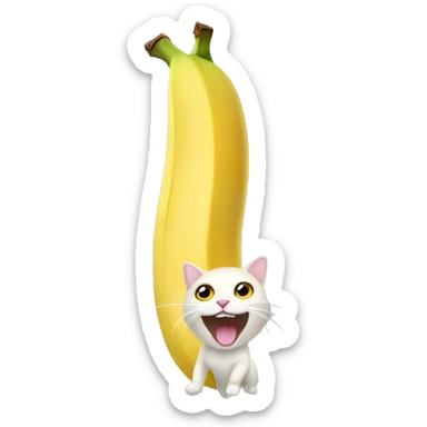 Meowing banana with cat ears tail sticker