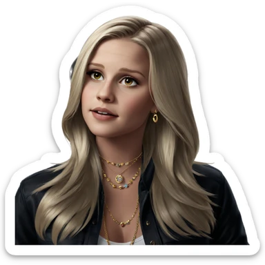 blonde girl with jewelry sticker