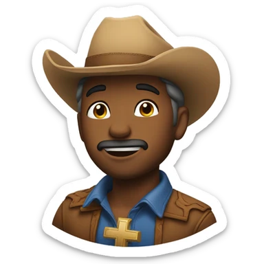 blushing cowboy biting his lip and winking while praying sticker