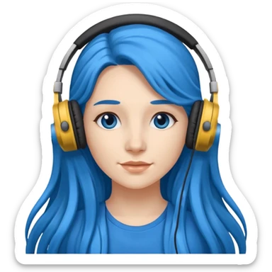 blue long haired woman with headphone sticker