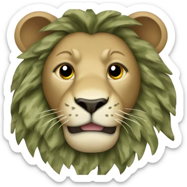A camouflage lion sticker