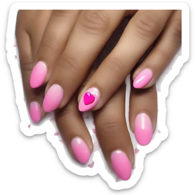 Pink heart nails sticker