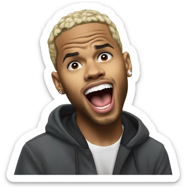 Hyper Realistic Chris Brown singing to Karruche  sticker