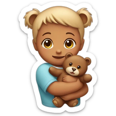 Baby holding a bear sticker
