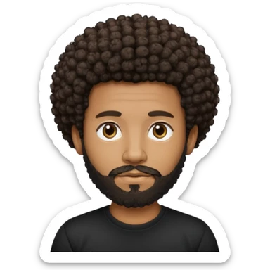 Medium brown skin man with beard and a tiny curly  Afro fade with dark dark brown eyes  sticker