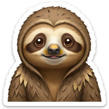 sloth in ragged animal skin clothes sticker