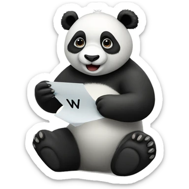 panda with the letter w in the hand sticker