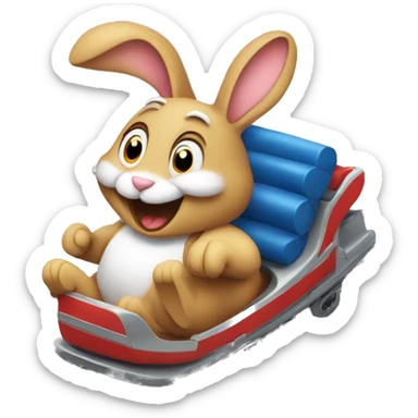 Rabbit riding rollercoaster sticker