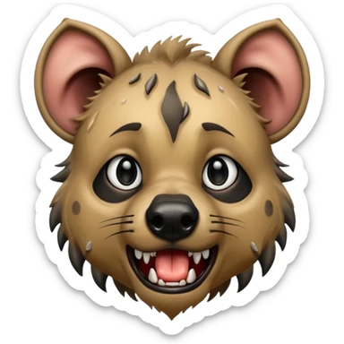 Glossy homeless hyena tearing up sticker