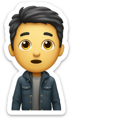 boy with phone and jacket. He’s surprised and one eyebrow is higher than the other eyebrow sticker