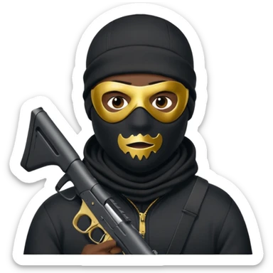 black Nike Ski mask tn guy with gun sticker