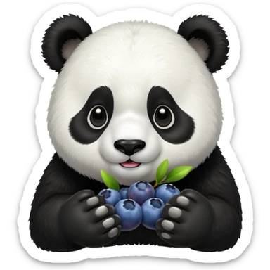 Panda bear eating blueberries sticker