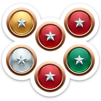 создай 6 значков для твича где 1 значок - базовый, 2 - 2 месяца подписки, 3 - 3 месяца подписки, 4 - 6 месяцев подписки, 5 - 9 месяцев подписки, 6 - год подписки, сделай это в игровом стиле sticker