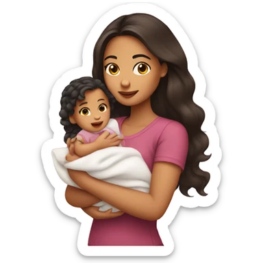 hispanic girl holding 2 month old baby girl sticker