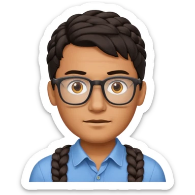 dark haired and braided man with glasses sticker